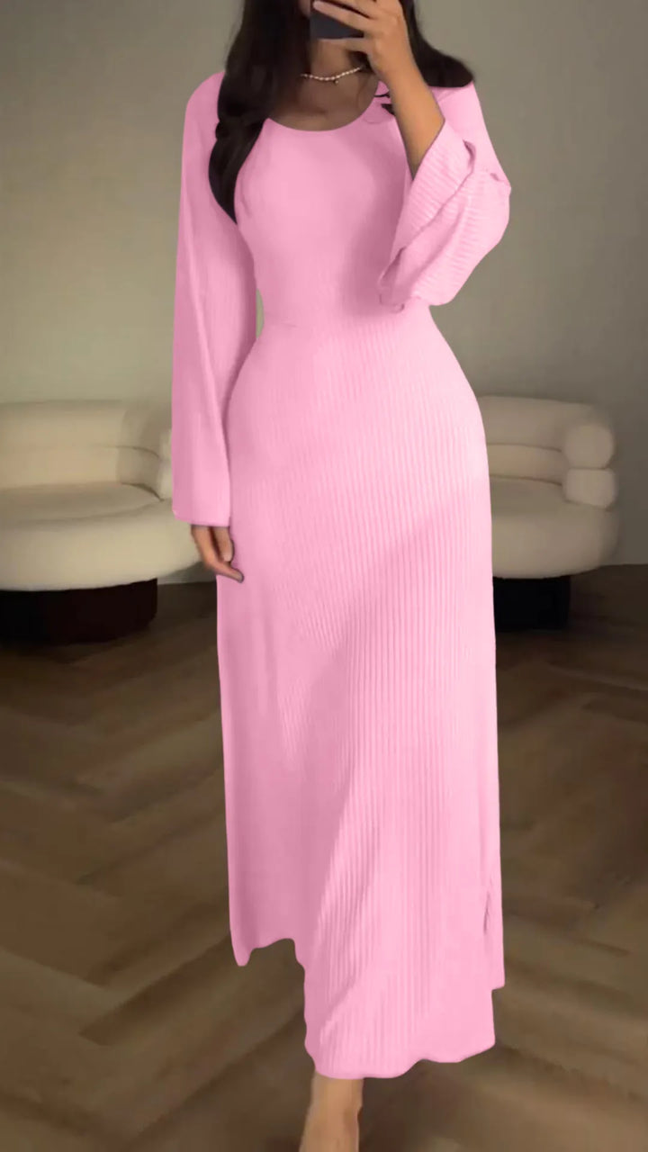 Stijlvolle Bodycon Maxi Jurk met Vetersluiting - Valencia