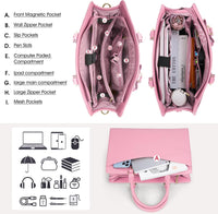 Waterdichte PU Leren Laptoptas met Multi-Pocket Ontwerp voor Dames