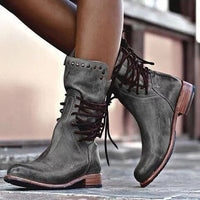 Halfhoge Vintage Leren Laarzen voor Dames - Eliza