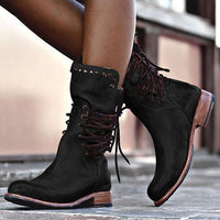 Halfhoge Vintage Leren Laarzen voor Dames - Eliza