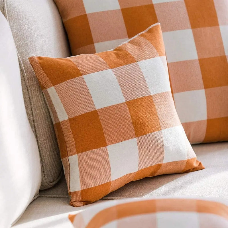 Gezellige Geruite Kussenhoes in Landhuisstijl – Autumn Plaid