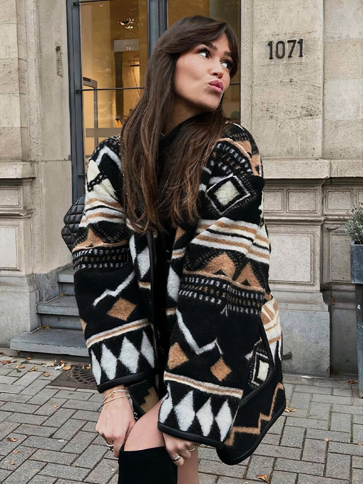 Dames Herfstjas met Print – Amaris
