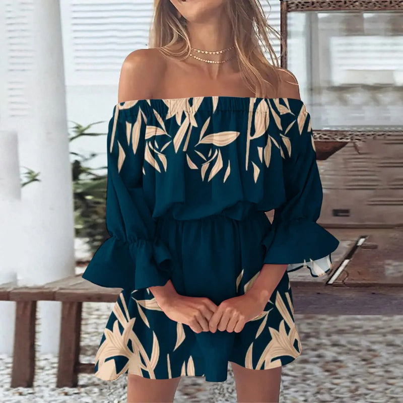 Zomerjurk met Bloemenprint en Uitlopende Mouwen – Mireille