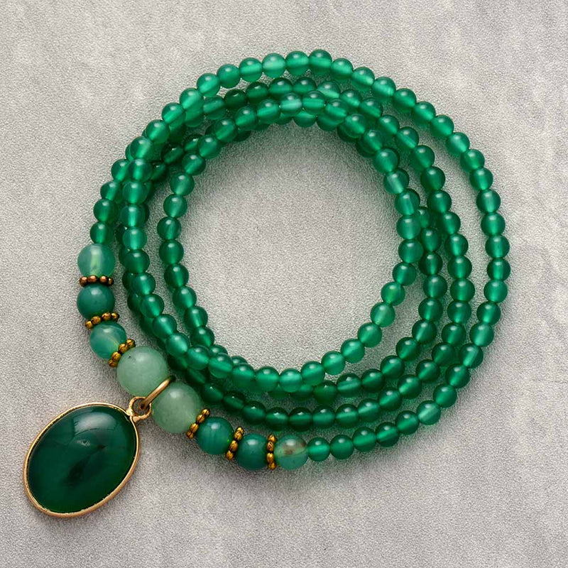 Vintage Groene Onyx Kalmerende Ketting - Elara