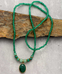 Vintage Groene Onyx Kalmerende Ketting - Elara