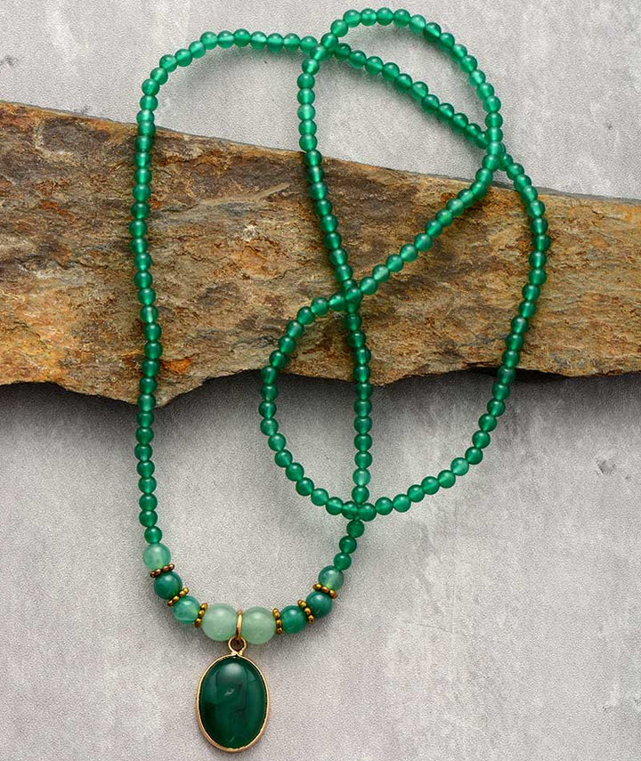 Vintage Groene Onyx Kalmerende Ketting - Elara
