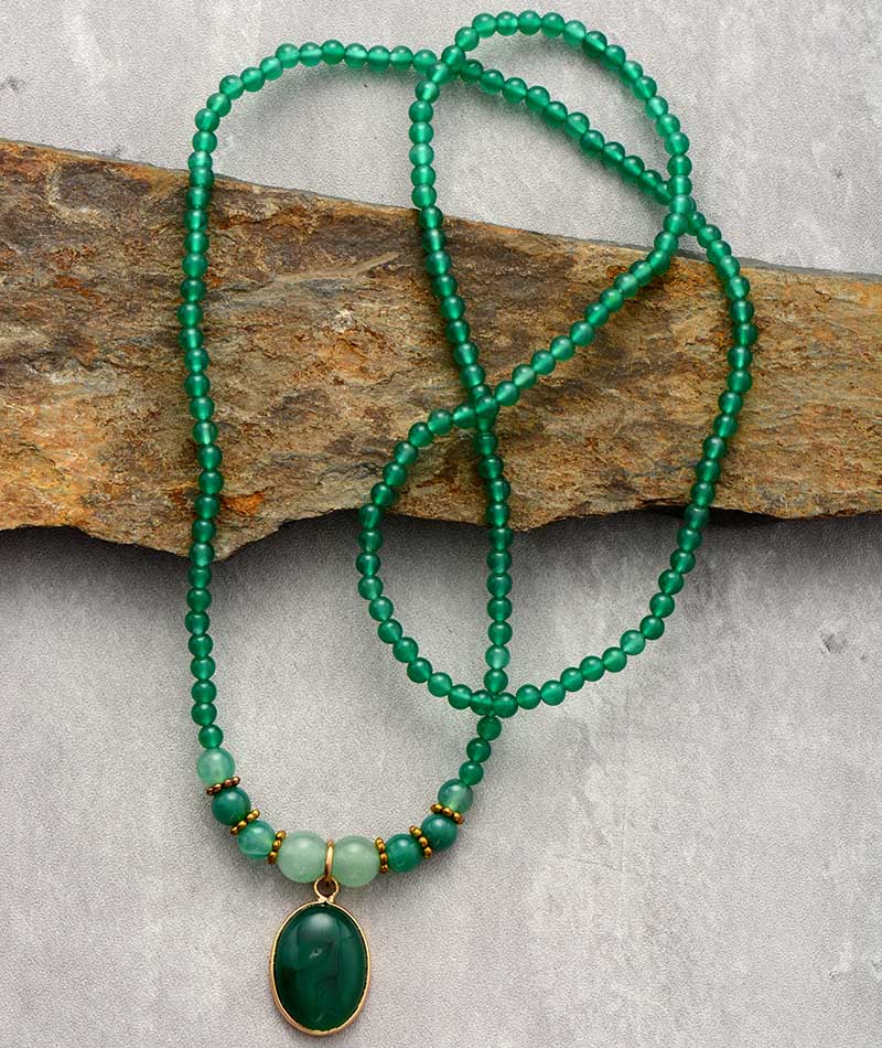 Vintage Groene Onyx Kalmerende Ketting - Elara