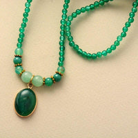 Vintage Groene Onyx Kalmerende Ketting - Elara