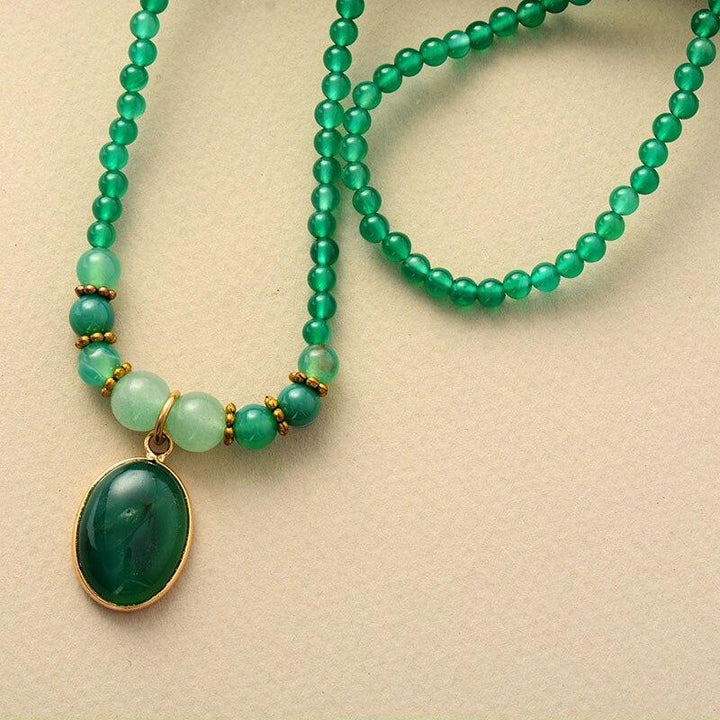 Vintage Groene Onyx Kalmerende Ketting - Elara