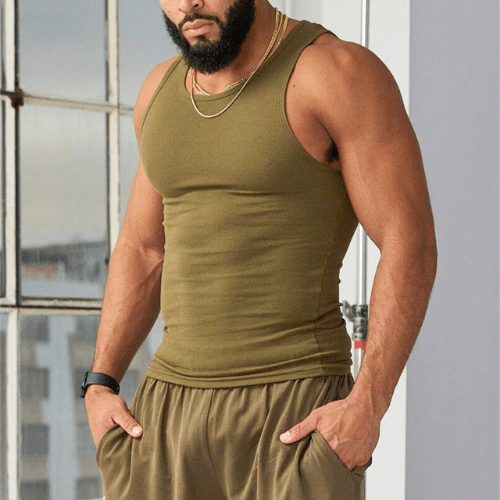 Mouwloos heren fitness T-shirt van ademend materiaal – Nico