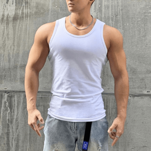 Mouwloos heren fitness T-shirt van ademend materiaal – Nico