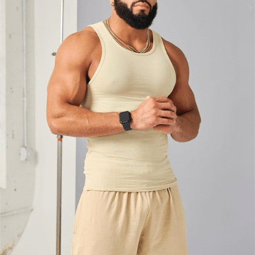 Mouwloos heren fitness T-shirt van ademend materiaal – Nico