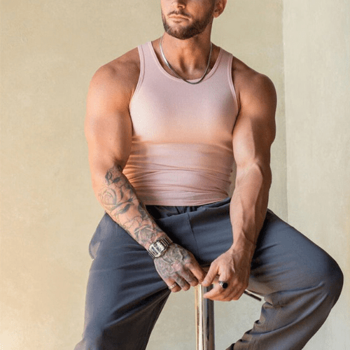 Mouwloos heren fitness T-shirt van ademend materiaal – Nico