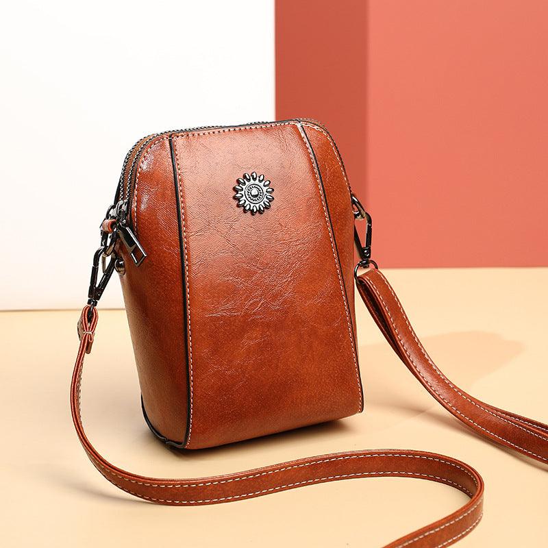 Mini Leren Crossbody Tas met Bloemdetail - Liora