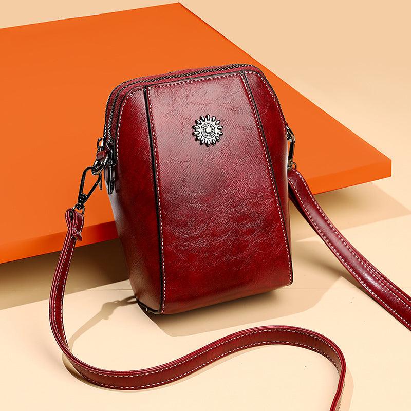 Mini Leren Crossbody Tas met Bloemdetail - Liora