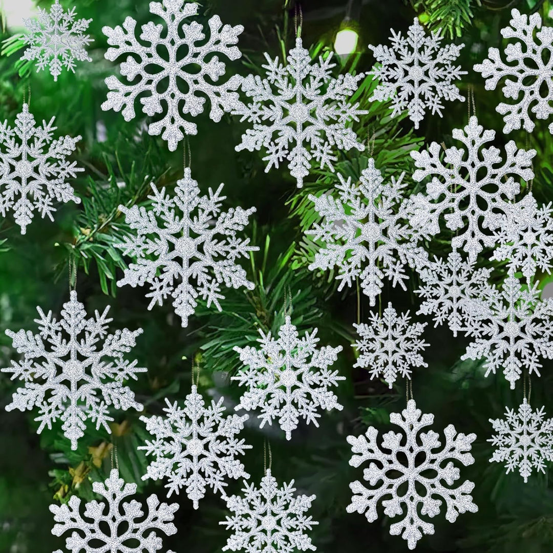 Sneeuwvlok Kerstornamenten Set - FrostedElegance