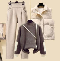3-Delige Dames Herfstset met Broek, Bodywarmer en Trui – Amira