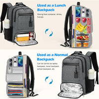 Waterdichte Laptop & Lunch Rugzak met USB Poort – Multi-Vak Reistas