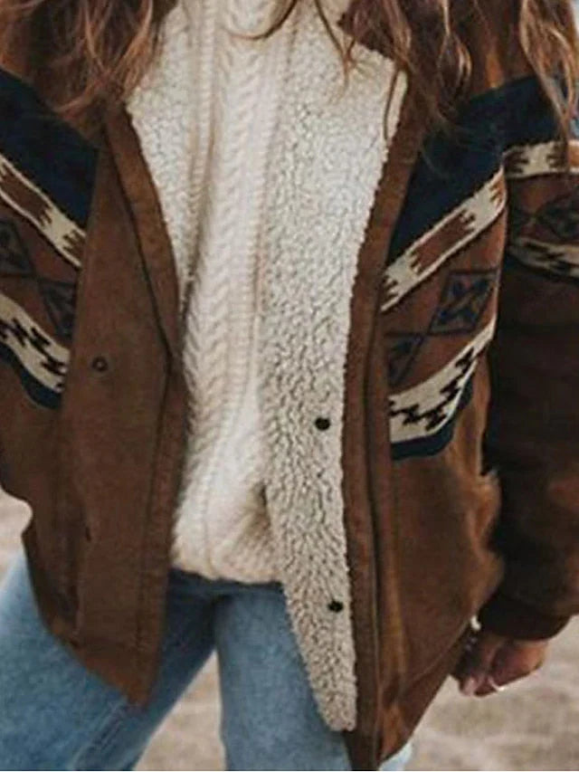 Warme Retro Pluchen Winterjas - Daisy