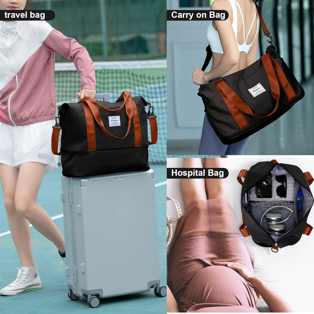 Uitbreidbare 35L–45L Waterdichte Reis Duffel Bag met Wet Pocket & Trolley Sleeve