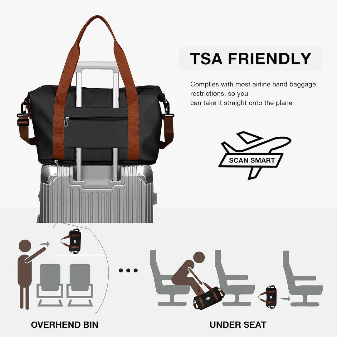 Uitbreidbare 35L–45L Waterdichte Reis Duffel Bag met Wet Pocket & Trolley Sleeve