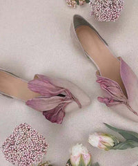 Handgemaakte kanten ballerina's met rozenbloemen - Odette