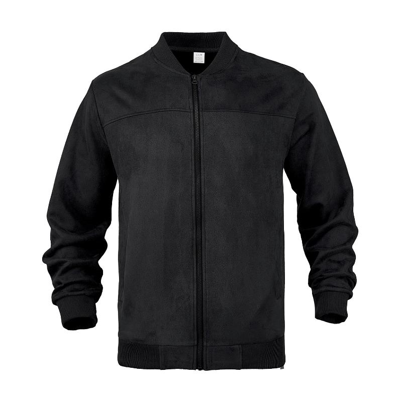 Lekka męska kurtka przejściowa w wyglądzie zamszu z podniesionym kołnierzem - Damian