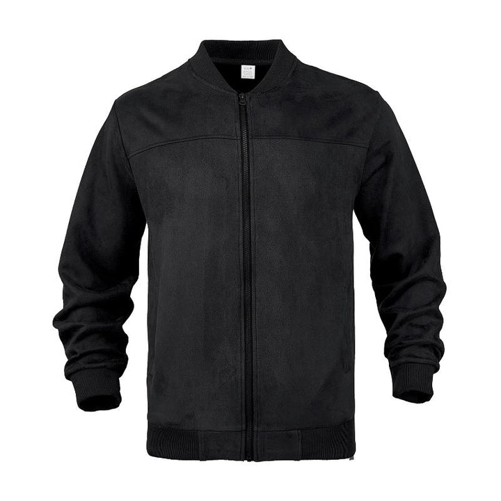 Lekka męska kurtka przejściowa w wyglądzie zamszu z podniesionym kołnierzem - Damian