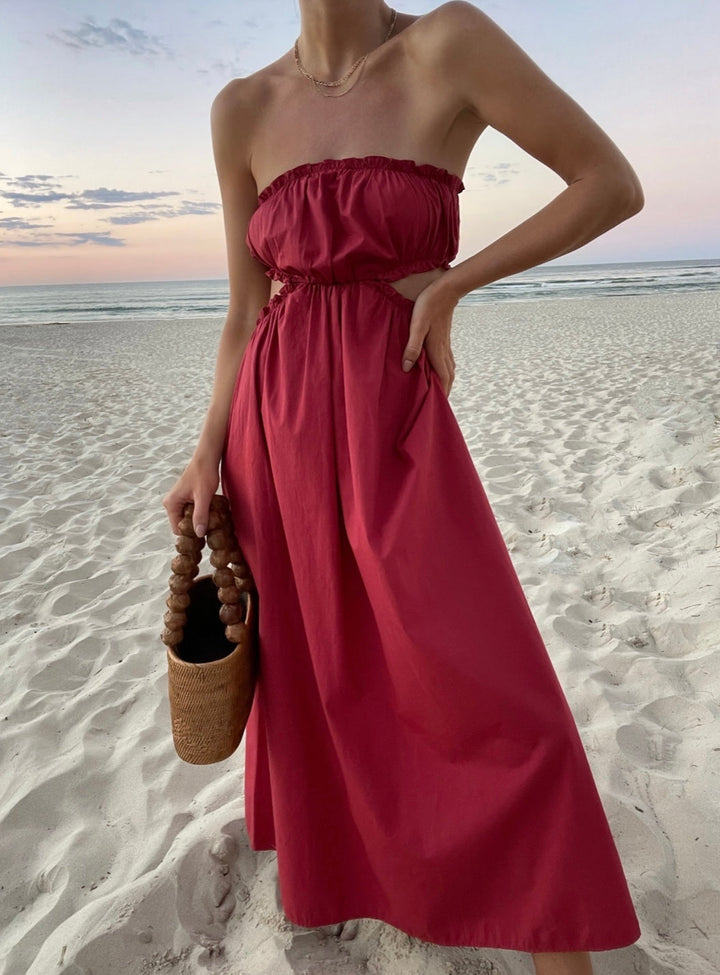 Roze Mouwloze Bohemian Chic Jurk met Losse Pasvorm – Elira