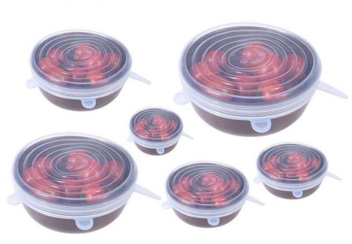 Set van 6 Rekbare Siliconen Dekselkappen - StretchLid