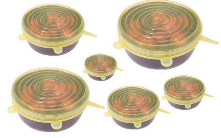 Set van 6 Rekbare Siliconen Dekselkappen - StretchLid
