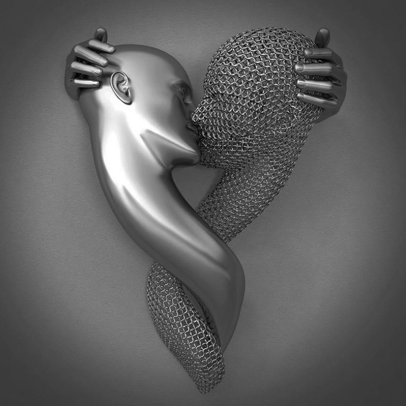 Liefdescanvas met Metalen Figuur - AmorArte