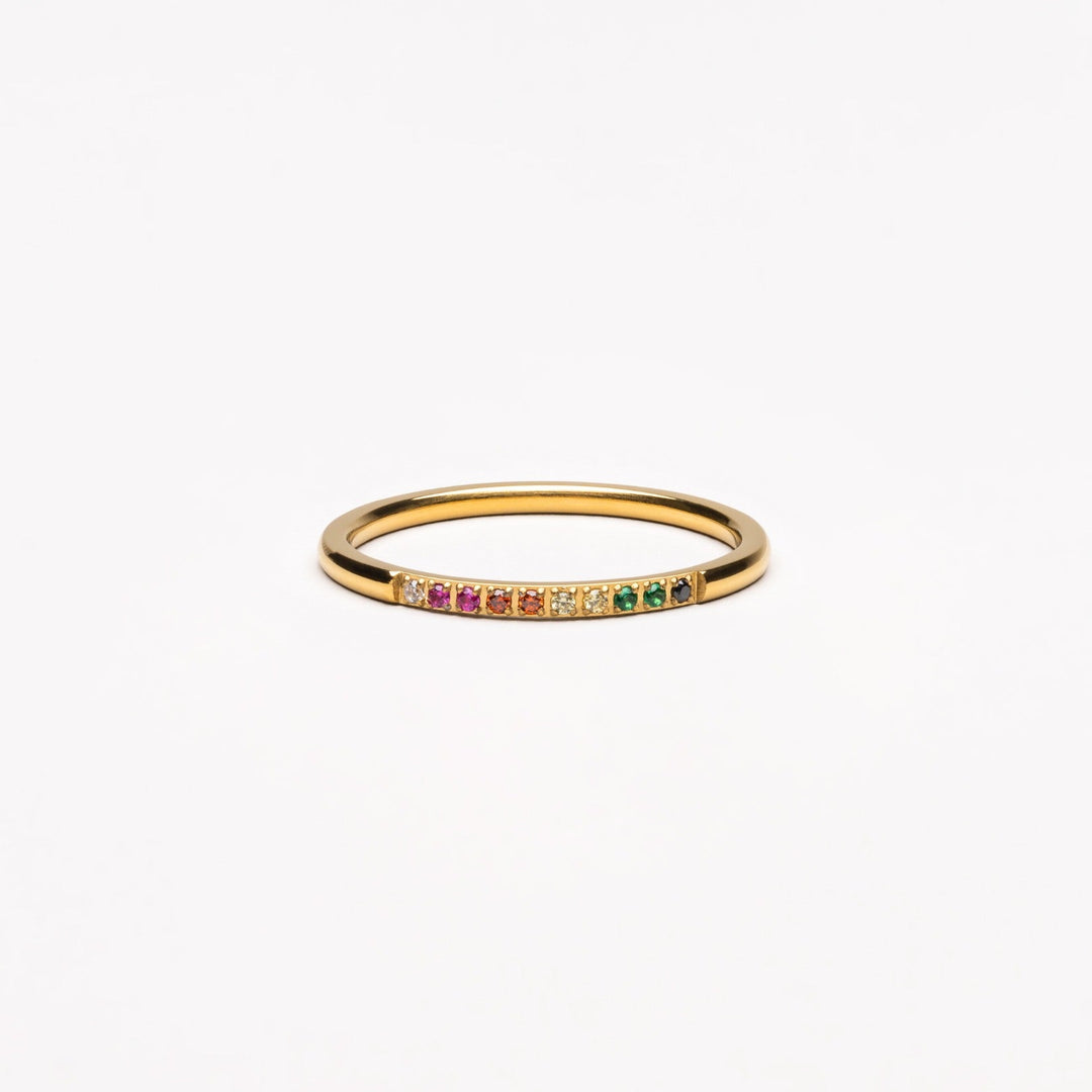 Gouden Ring met Gekleurde Steentjes - Solene