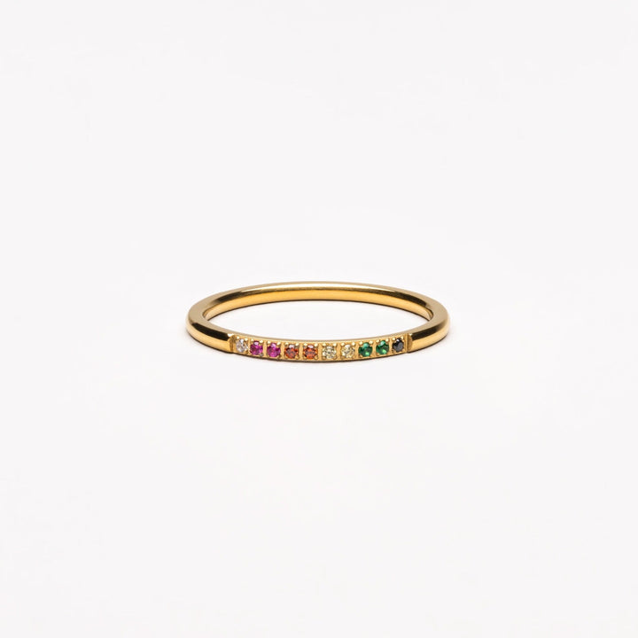 Gouden Ring met Gekleurde Steentjes - Solene