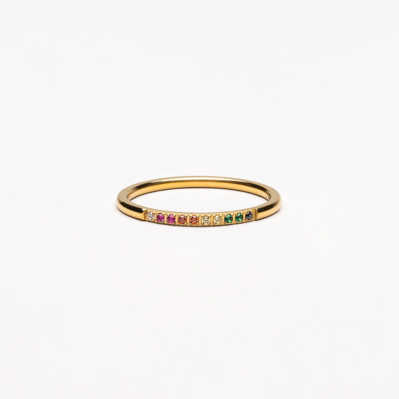 Gouden Ring met Gekleurde Steentjes - Solene