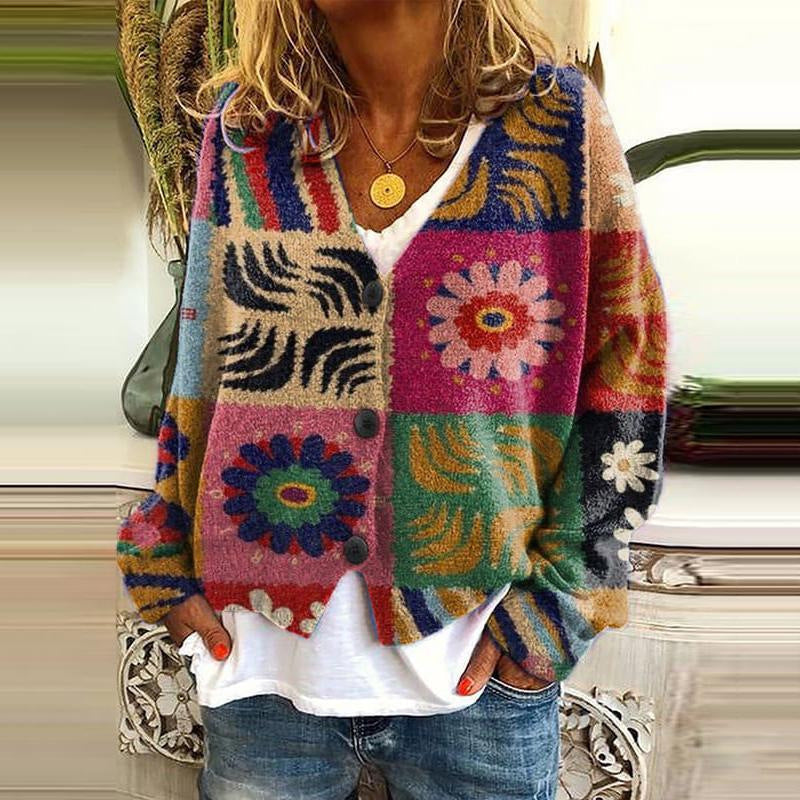 Trendy Patchwork Dames Vest met Knopen - Elise