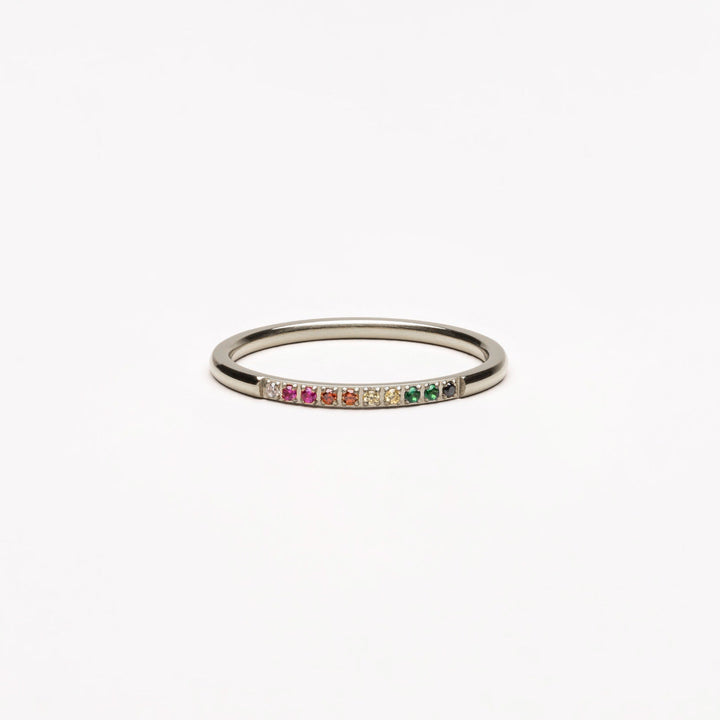 Gouden Ring met Gekleurde Steentjes - Solene