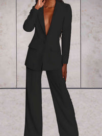 Tweedelige Zakelijke Damesset met Blazer & Wijde Broek – Emilia
