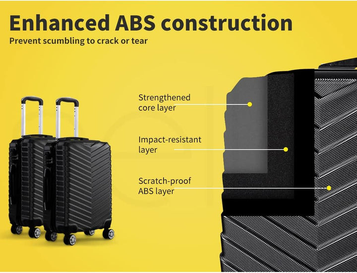 Compacte & Hard-Shell Carry-On Koffer met 360° Spinner Wielen – Zwart
