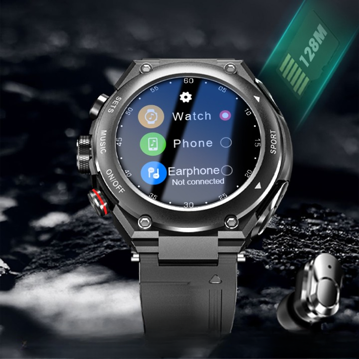 Complete Smartwatch met Geïntegreerde Draadloze Oordoppen - AlphaX