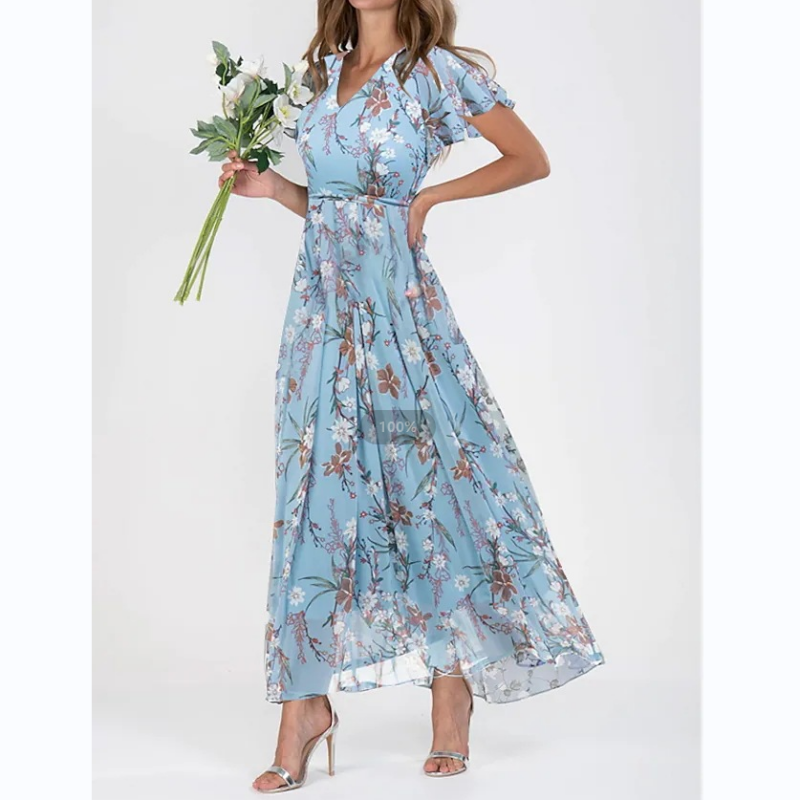 Vlindermouwen Maxi-jurk met Bloemenprint - Miranda