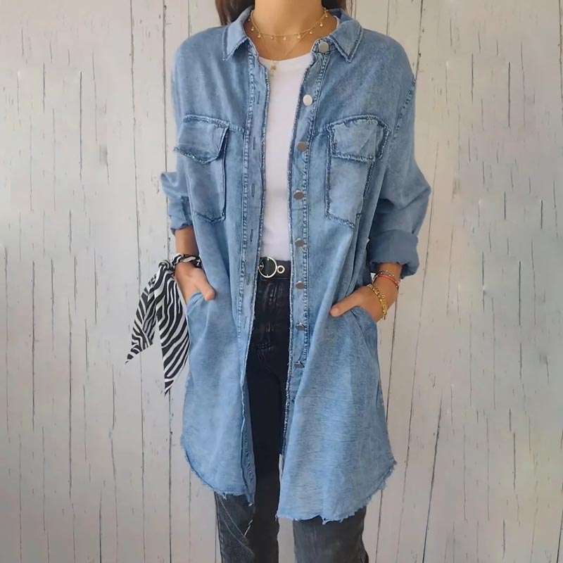 Comfortabel Faux Denim Overhemd - Sophie