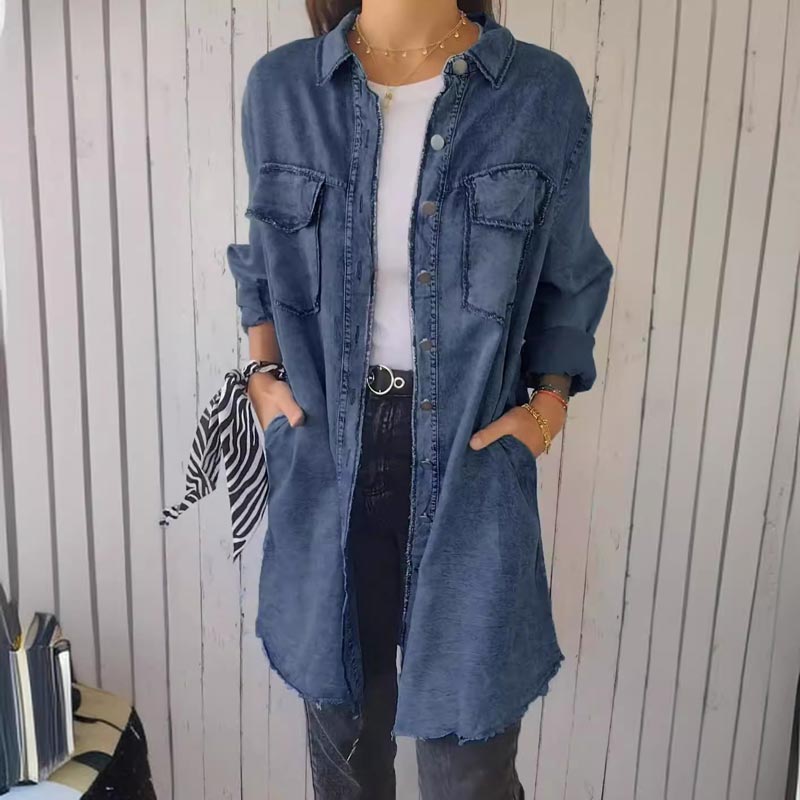 Comfortabel Faux Denim Overhemd - Sophie