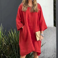 Luchtige Zomerjurk met Losse Pasvorm en Praktische Zak – Malia