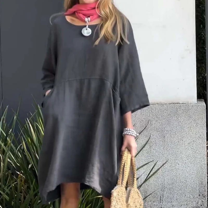 Luchtige Zomerjurk met Losse Pasvorm en Praktische Zak – Malia