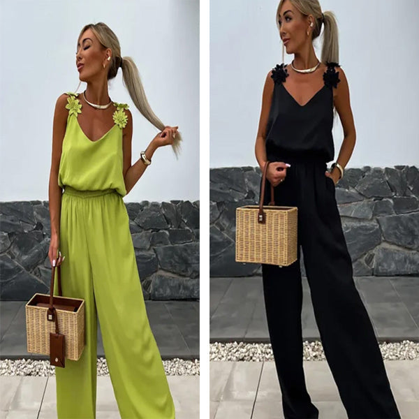 Luchtige Zomer Jumpsuit met Wijde Pijpen - Jasmin