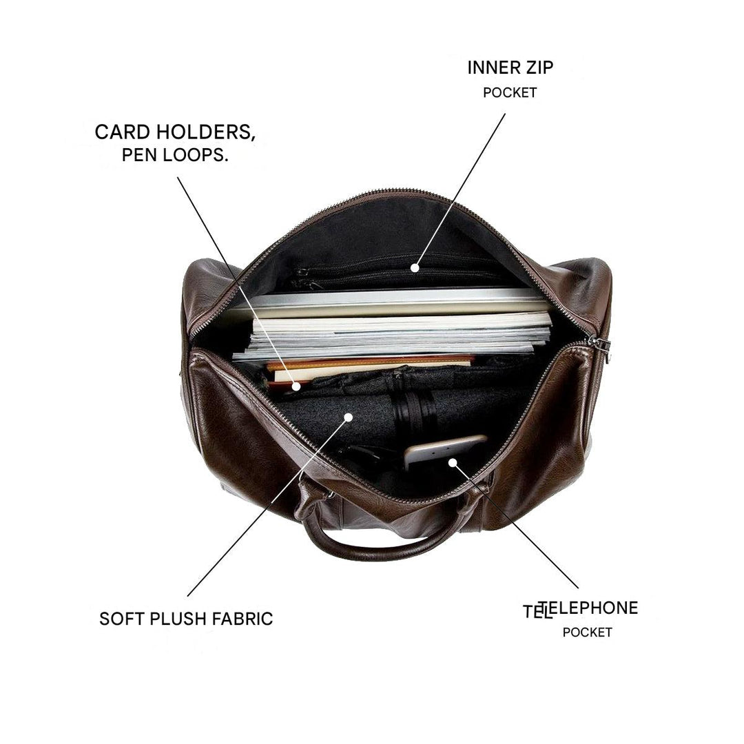 Grote Capaciteit Leren Reistas – Lichtgewicht & Duurzame Handbagage