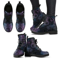 Dames Enkelboots met Herfstblad- en Maanmotief - Selene