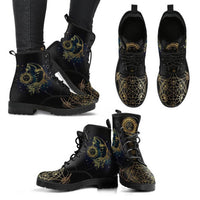 Dames Enkelboots met Herfstblad- en Maanmotief - Selene