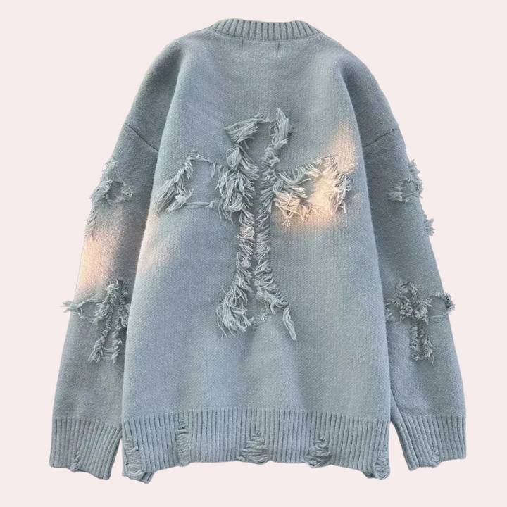 Trendy Grijze Trui met Uniek Design voor Heren - Dario